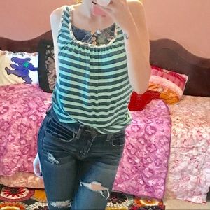 y2k retro boho unique Scrapbook striped top